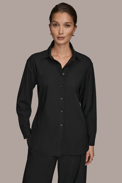 THE MODERN TRAVEL BUTTON-DOWN SHIRT - Black