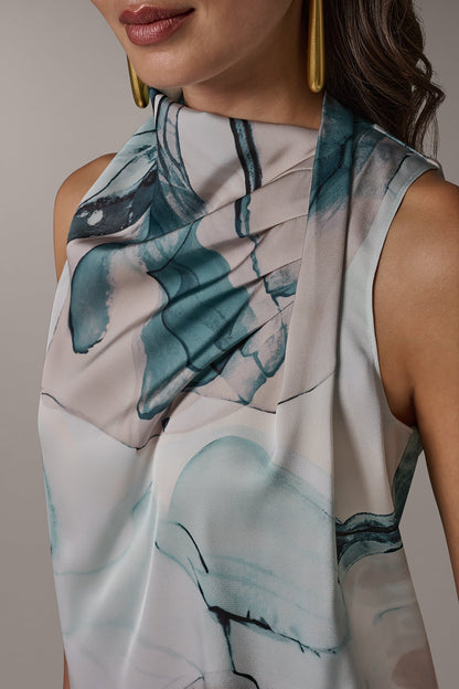 DRAPE TWIST SHOULDER BLOUSE - Skylight Multi