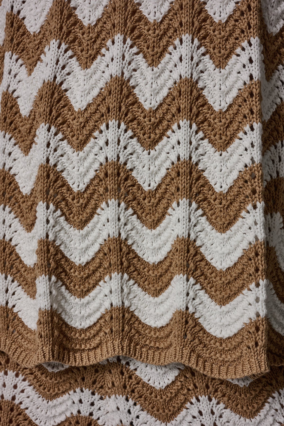 SLEEVELESS POINTELLE STRIPE SWEATER - Fawn/Cream