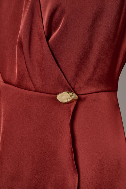 SLEEVELESS WRAP-EFFECT ASYMMETRIC PEPLUM BLOUSE - Sunbaked