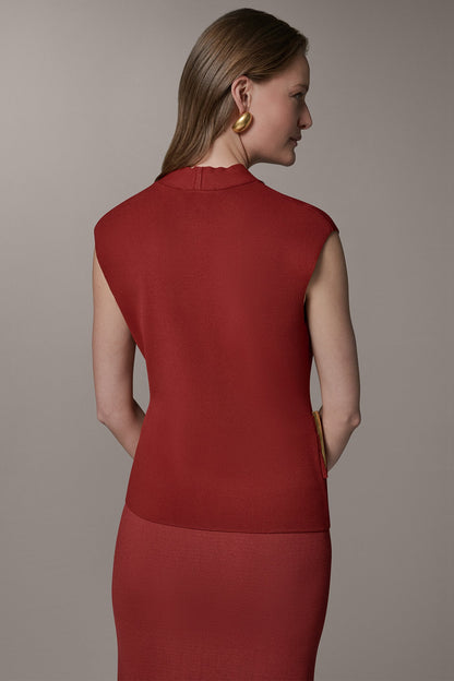 V-NECK WRAP-EFFECT TOP - Sunbaked