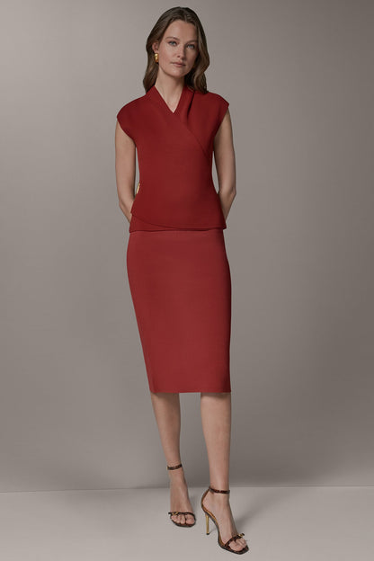 V-NECK WRAP-EFFECT TOP - Sunbaked