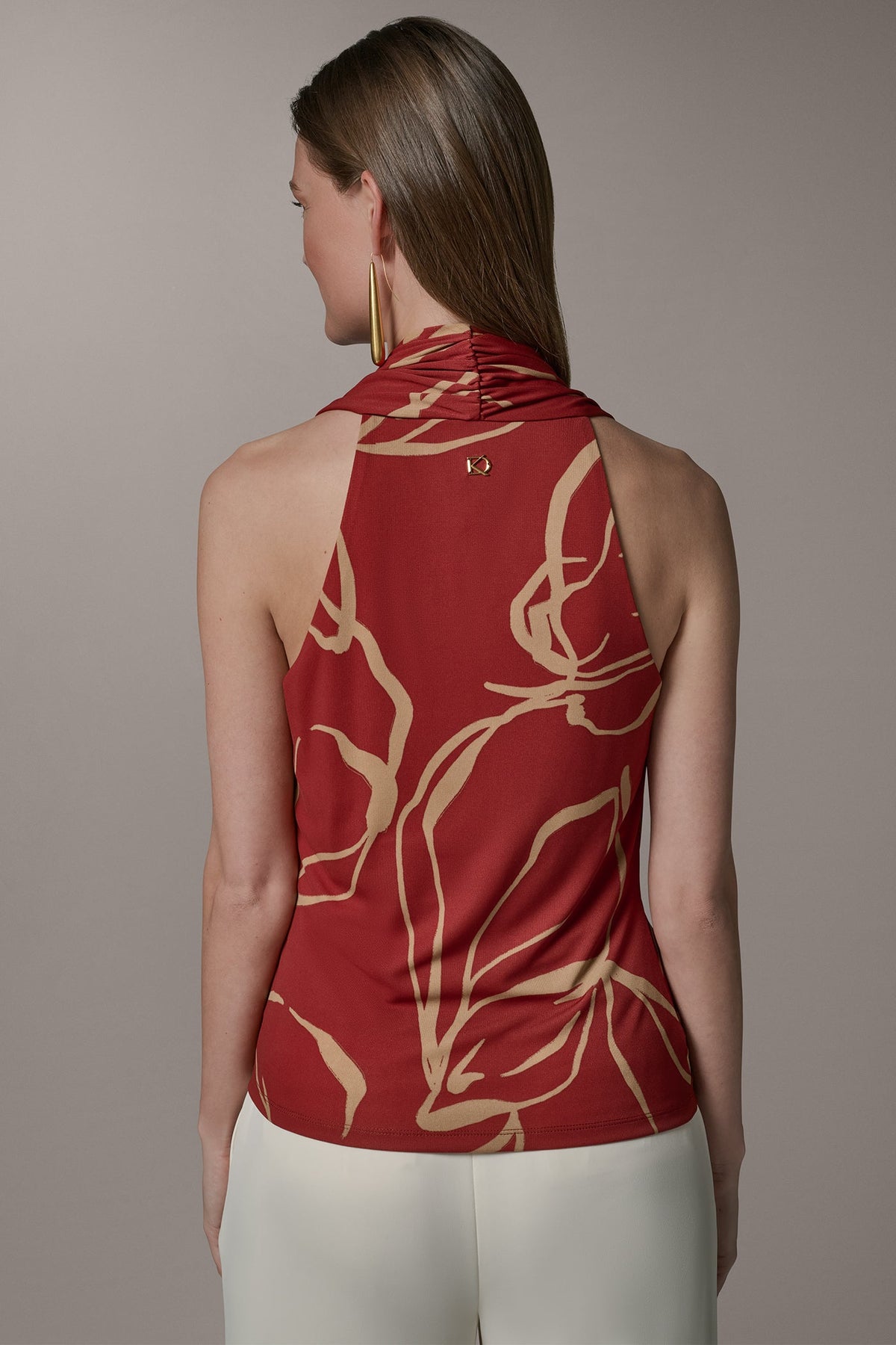 RUCHED V-NECK TOP - Sunbaked/Fawn
