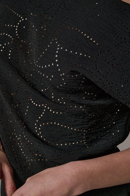 SLEEVELESS ASYMMETRIC LASER CUT TOP - Black