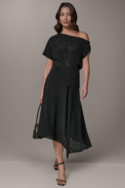 SLEEVELESS ASYMMETRIC LASER CUT TOP - Black