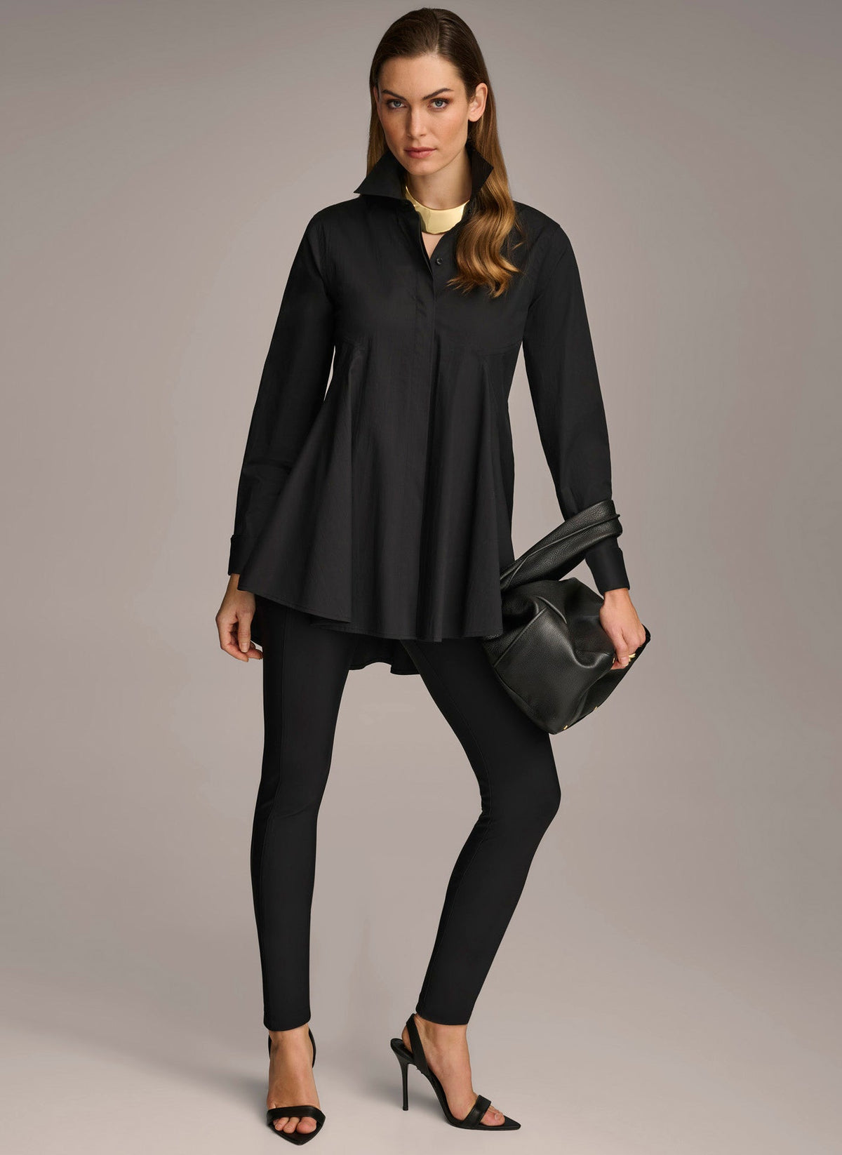LONG SLEEVE A-LINE TUNIC - Black