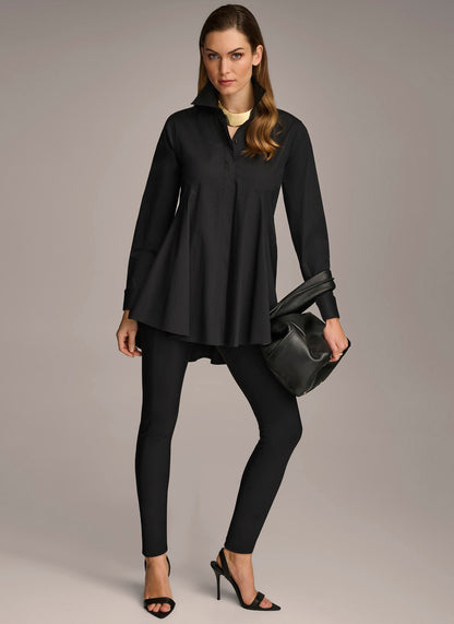 LONG SLEEVE A-LINE TUNIC - Black
