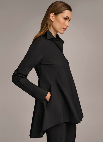 LONG SLEEVE A-LINE TUNIC - Black
