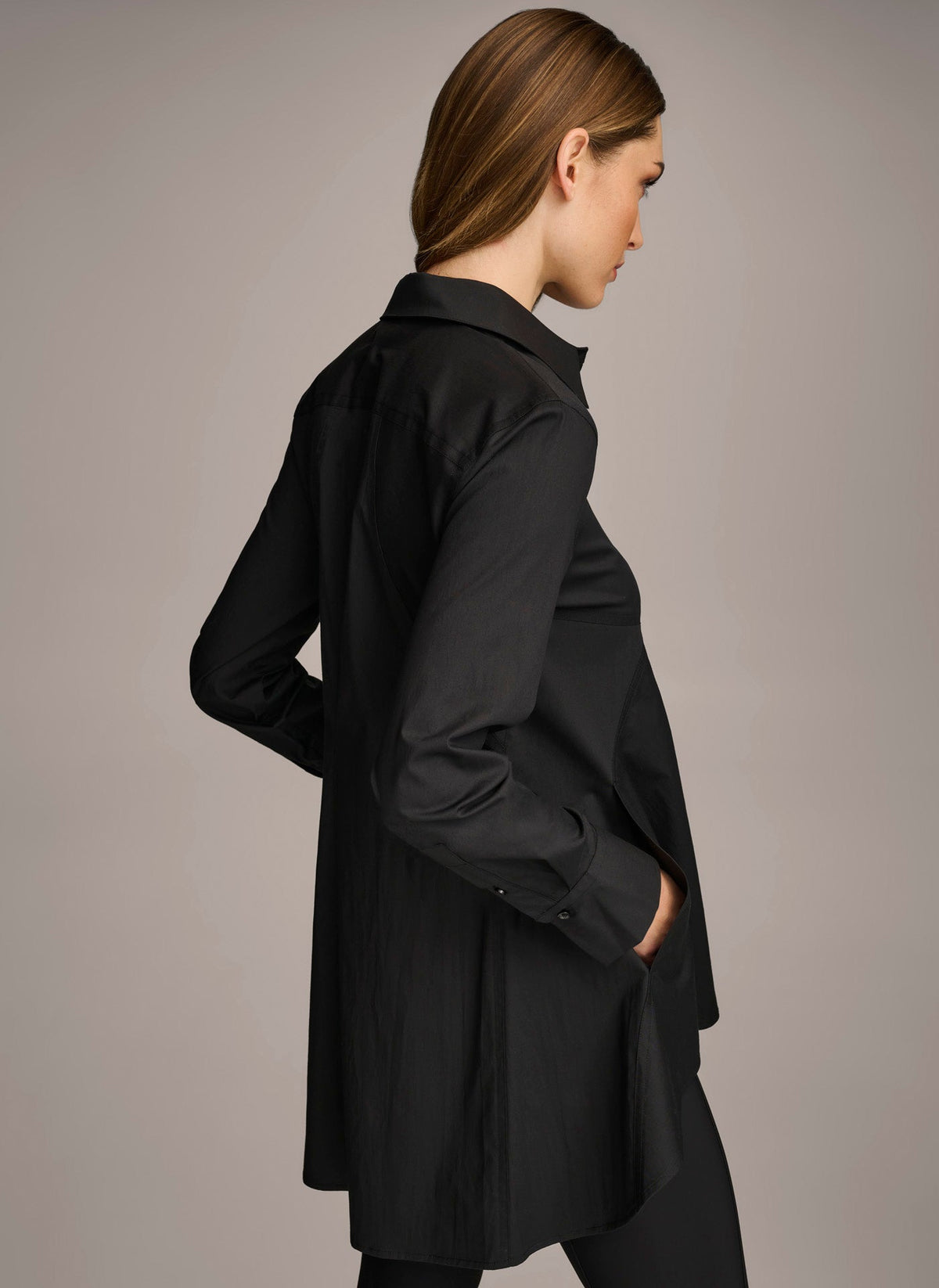 LONG SLEEVE A-LINE TUNIC - Black