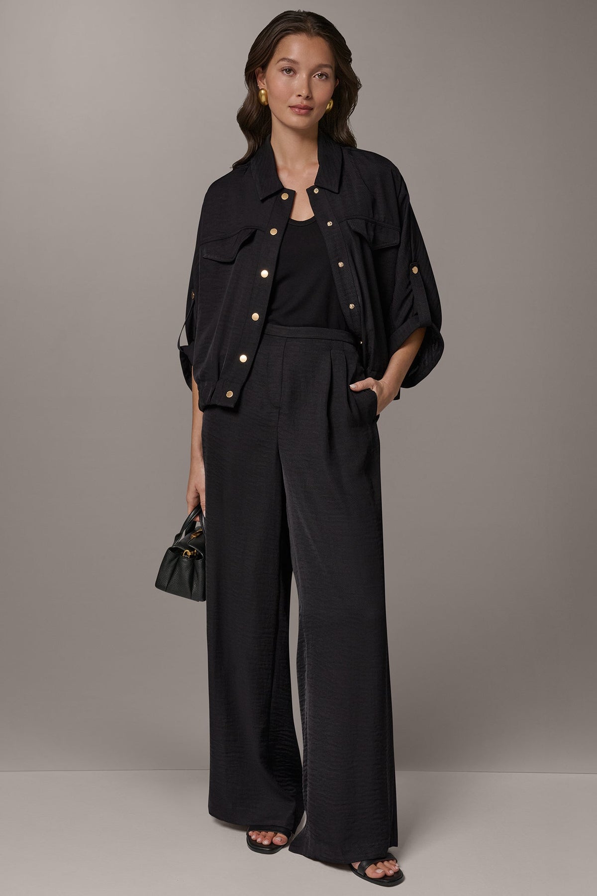 CINCHED HEM SHIRT - Black