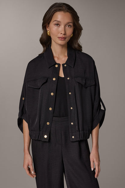 CINCHED HEM SHIRT - Black