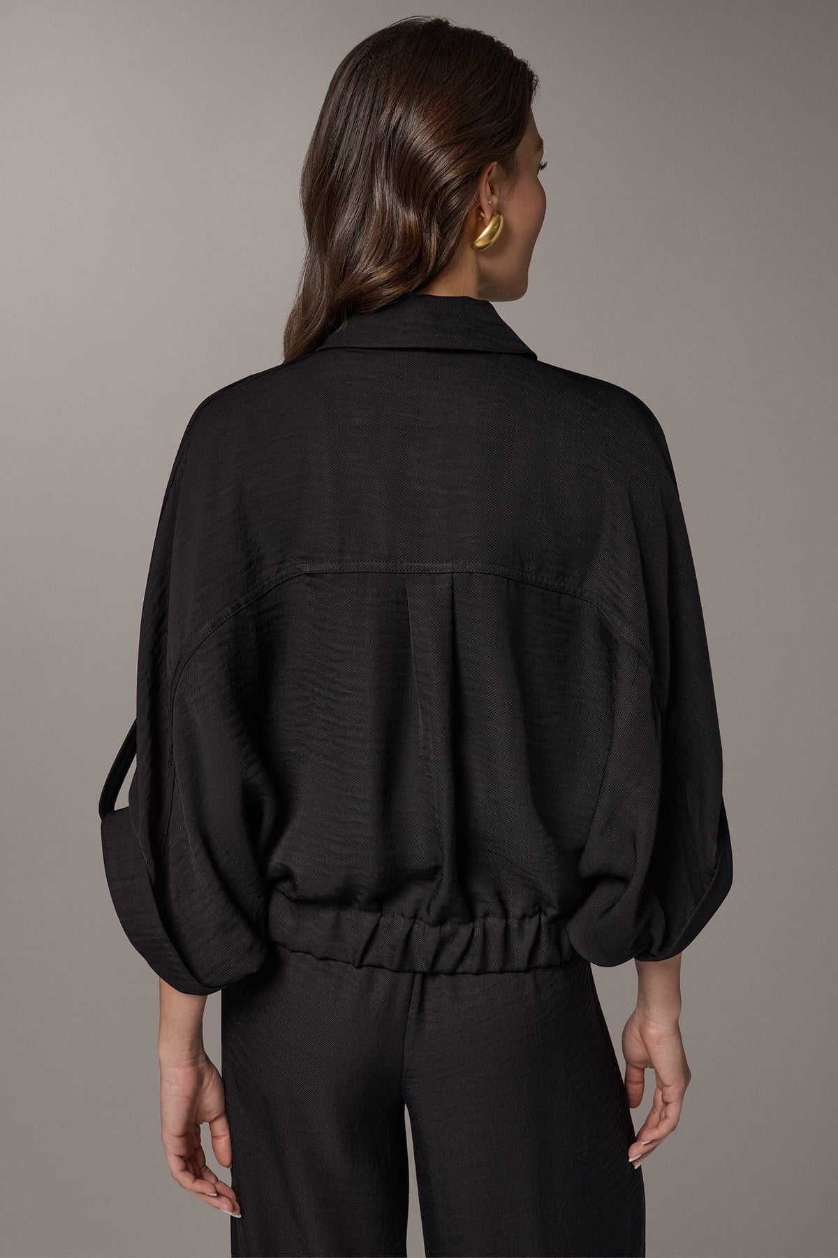 CINCHED HEM SHIRT - Black