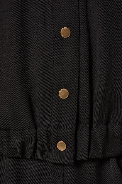 CINCHED HEM SHIRT - Black