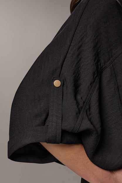 CINCHED HEM SHIRT - Black
