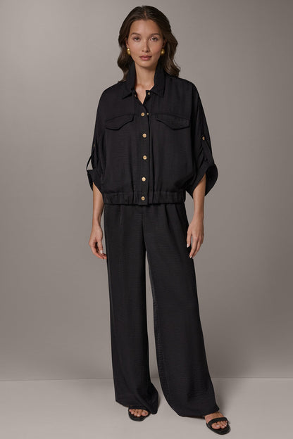 CINCHED HEM SHIRT - Black