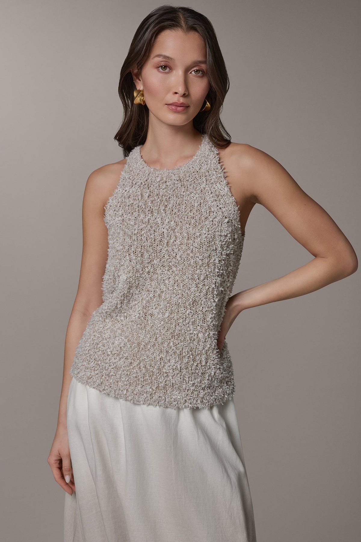 SLEEVELESS HALTER SWEATER TANK - Turin Combo