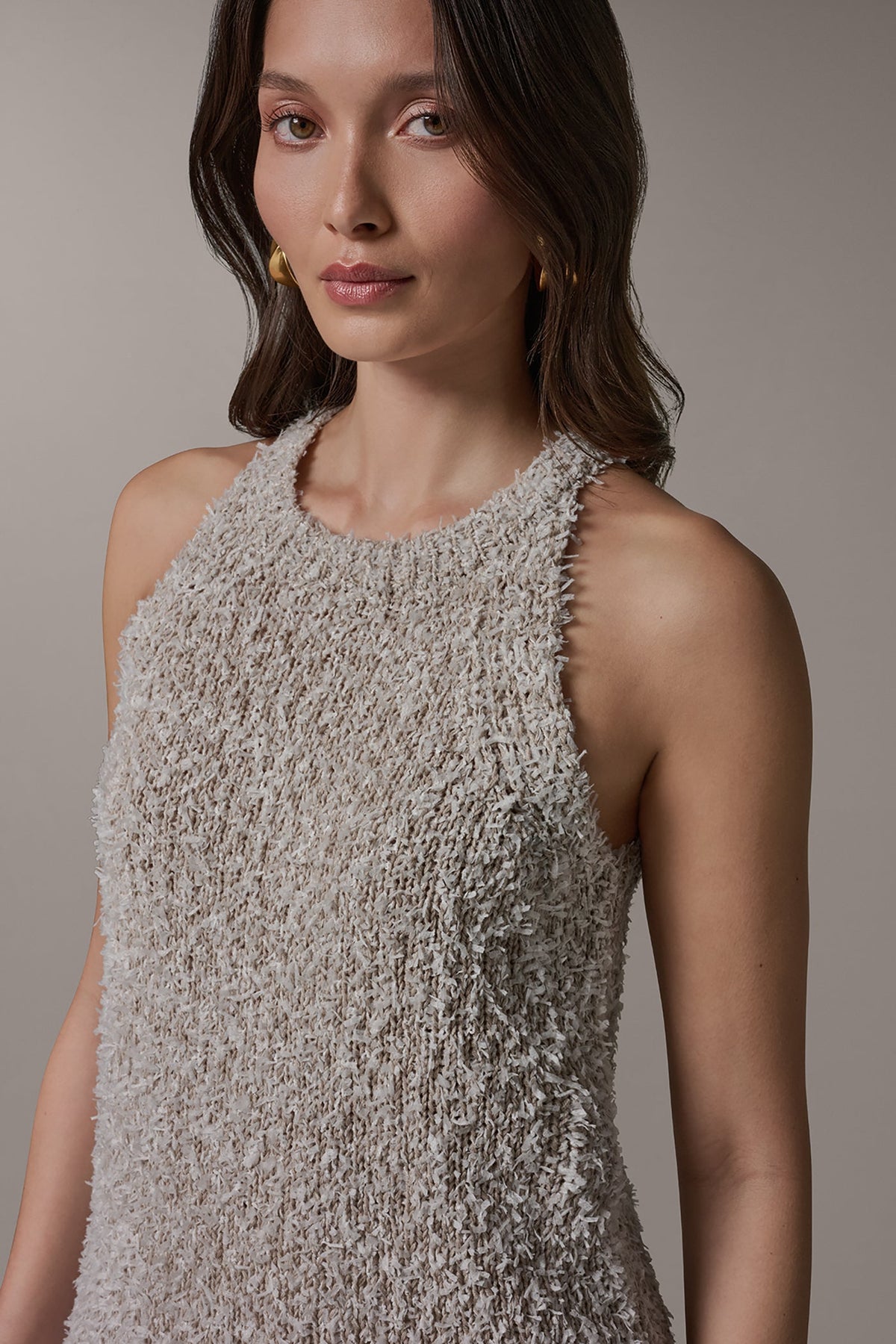 SLEEVELESS HALTER SWEATER TANK - Turin Combo