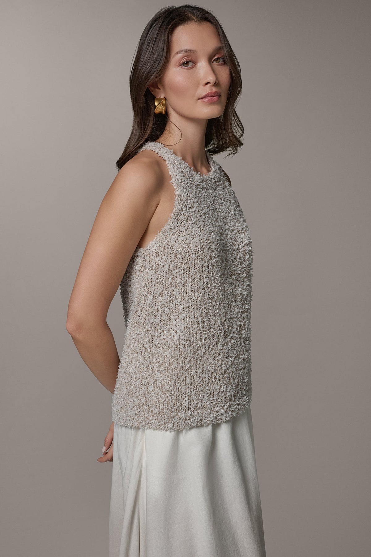 SLEEVELESS HALTER SWEATER TANK - Turin Combo