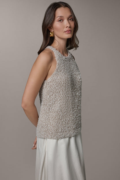SLEEVELESS HALTER SWEATER TANK - Turin Combo