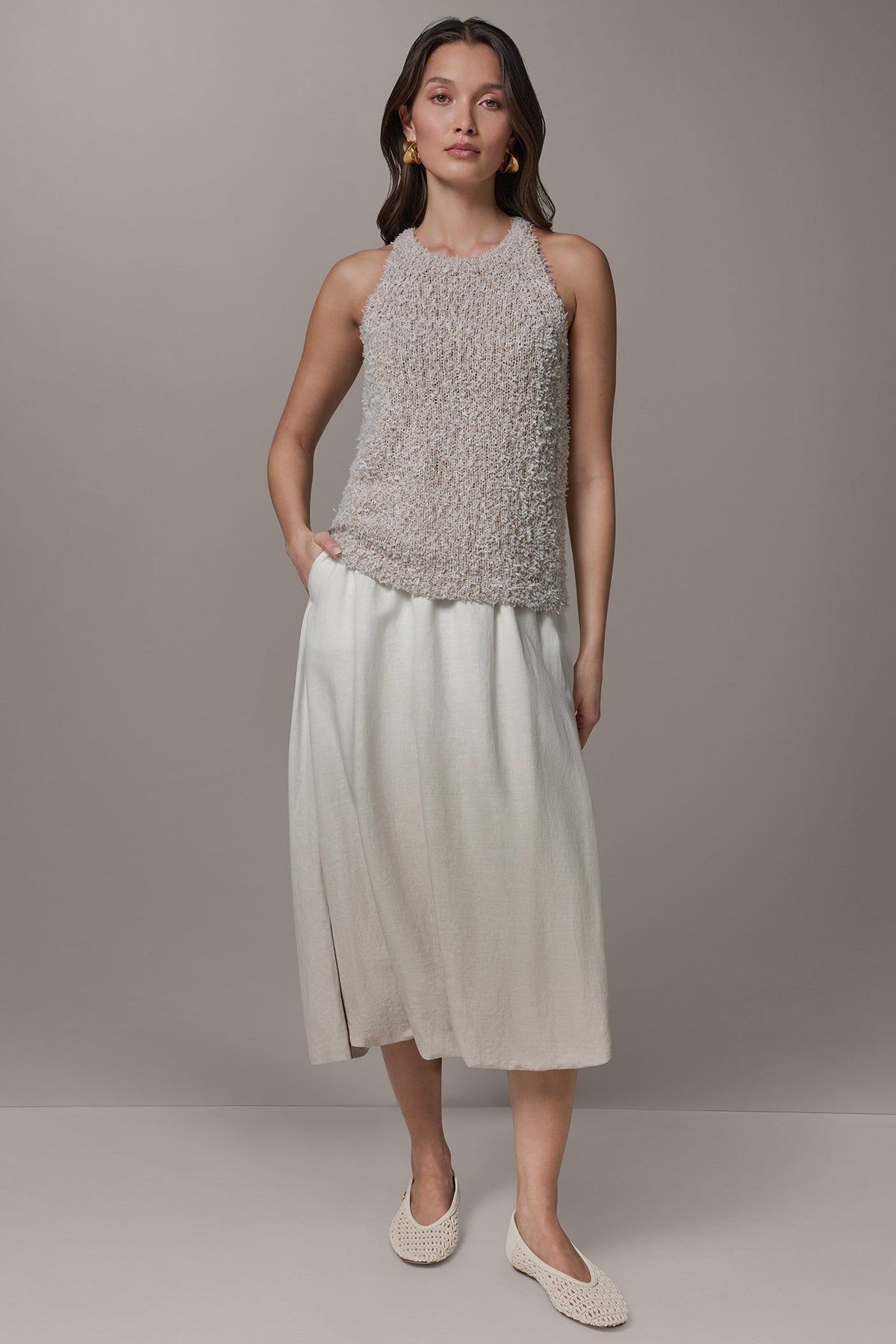 SLEEVELESS HALTER SWEATER TANK - Turin Combo