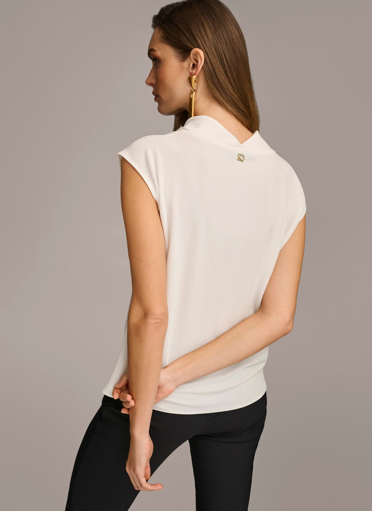SLEEVELESS COWL NECK TOP - Cream