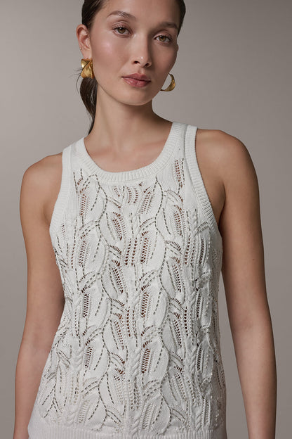 SLEEVELESS SEQUIN SWEATER TANK - Cream