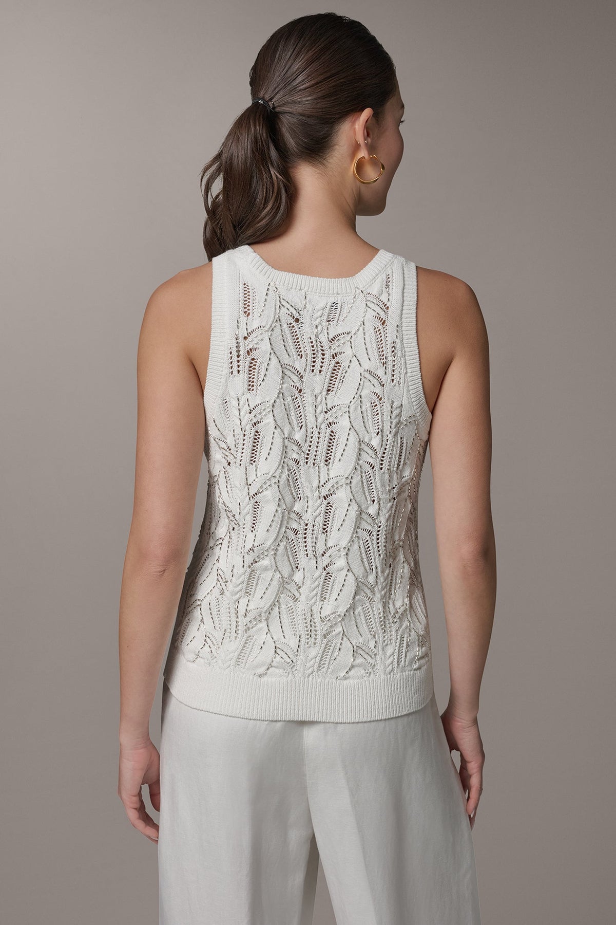 SLEEVELESS SEQUIN SWEATER TANK - Cream