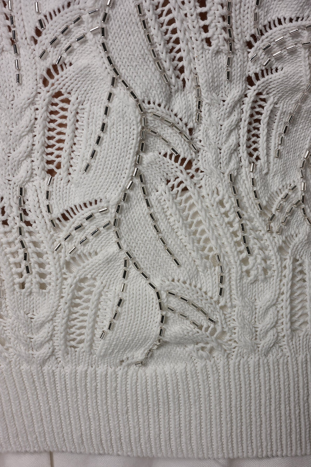 SLEEVELESS SEQUIN SWEATER TANK - Cream