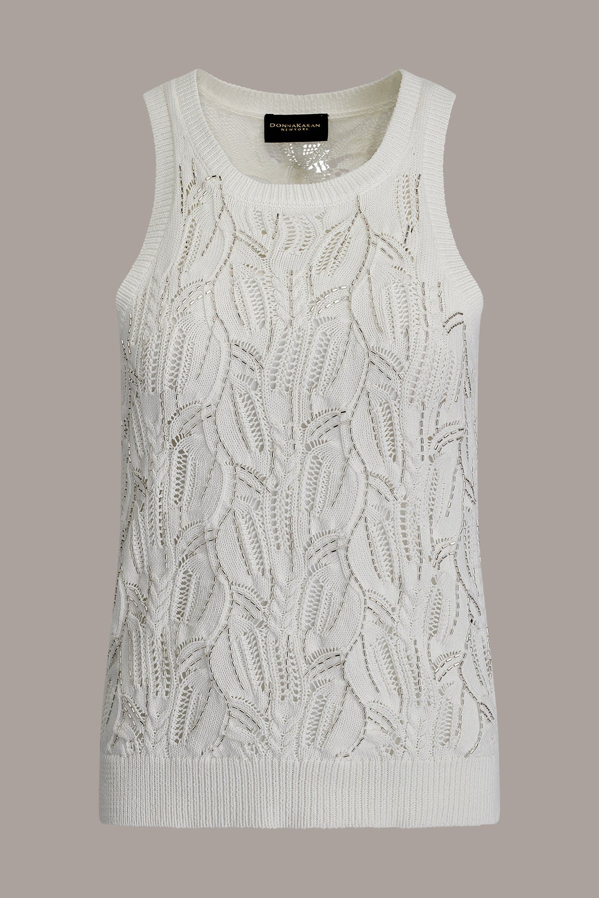 SLEEVELESS SEQUIN SWEATER TANK - Cream