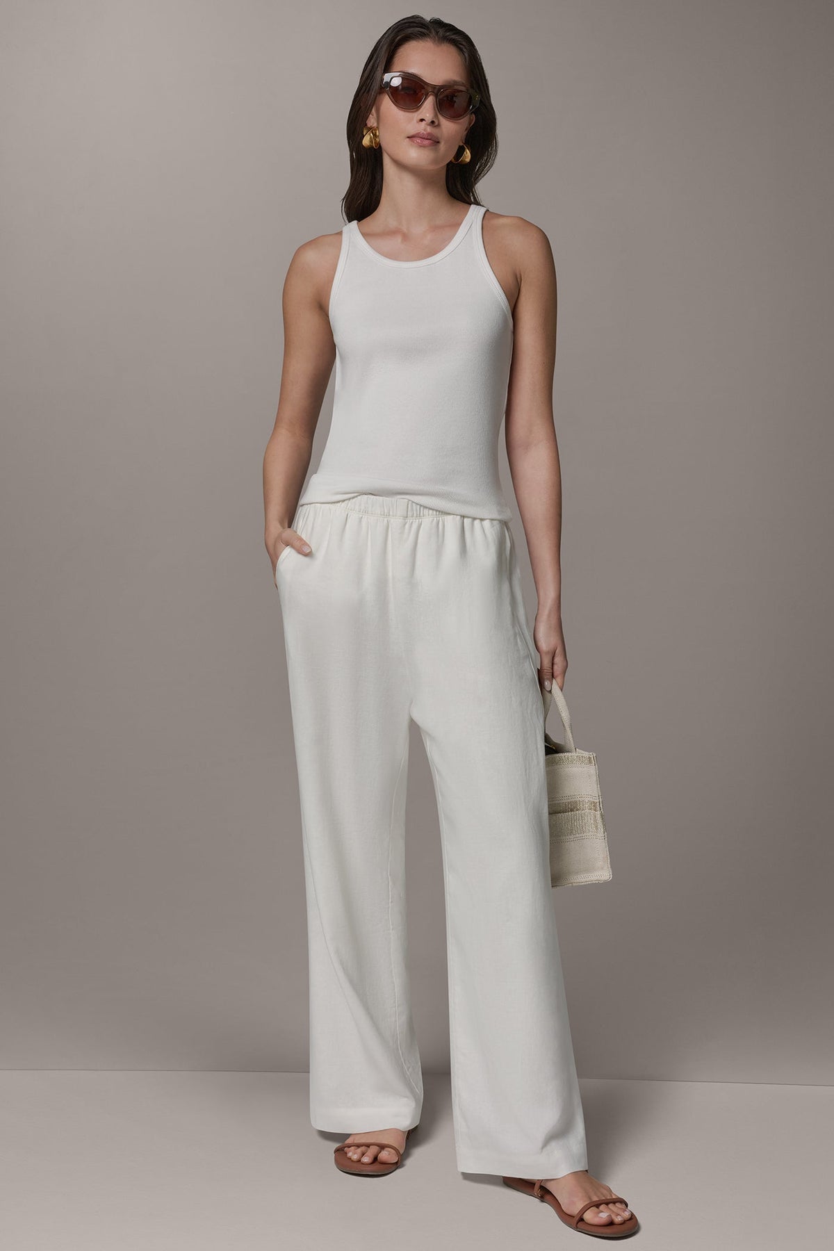 MID-RISE STRAIGHT-LEG ANKLE PANT - Cream