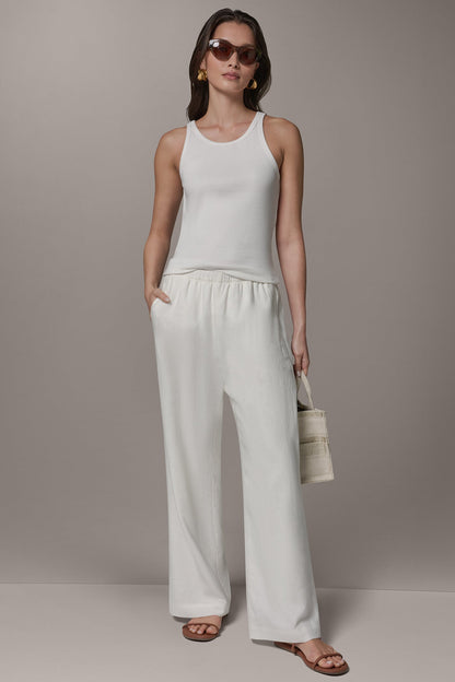 MID-RISE STRAIGHT-LEG ANKLE PANT - Cream