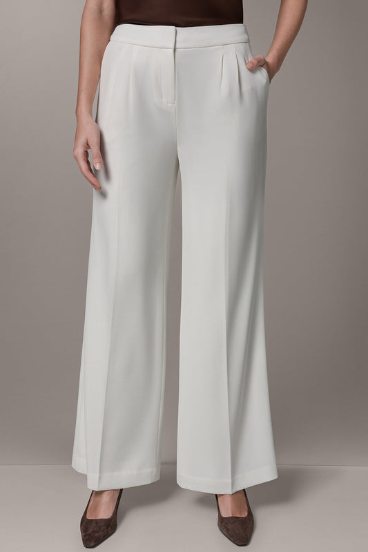 MID-RISE PLEATED WIDE-LEG PANT - Cream