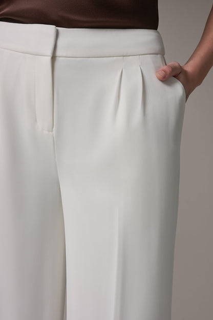 MID-RISE PLEATED WIDE-LEG PANT - Cream