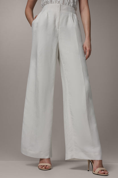 HIGH-RISE WIDE-LEG PANT - Cream