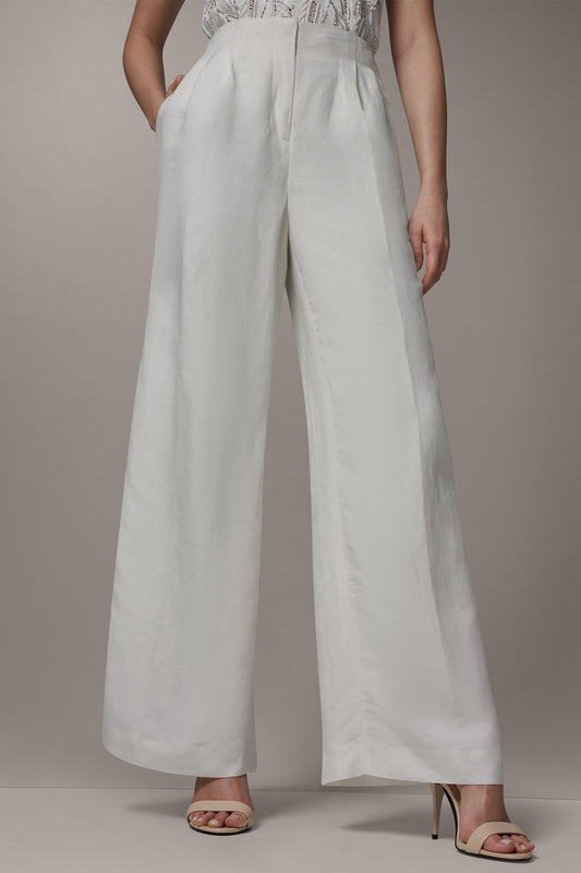 HIGH-RISE WIDE-LEG PANT - Cream