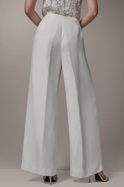 HIGH-RISE WIDE-LEG PANT - Cream
