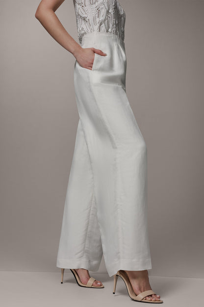 HIGH-RISE WIDE-LEG PANT - Cream