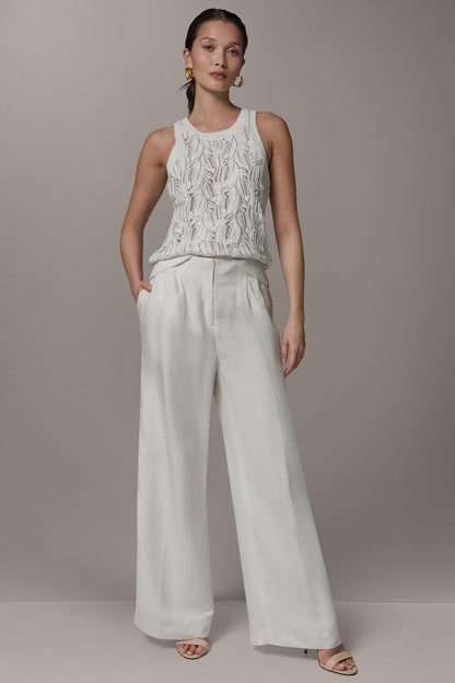 HIGH-RISE WIDE-LEG PANT - Cream