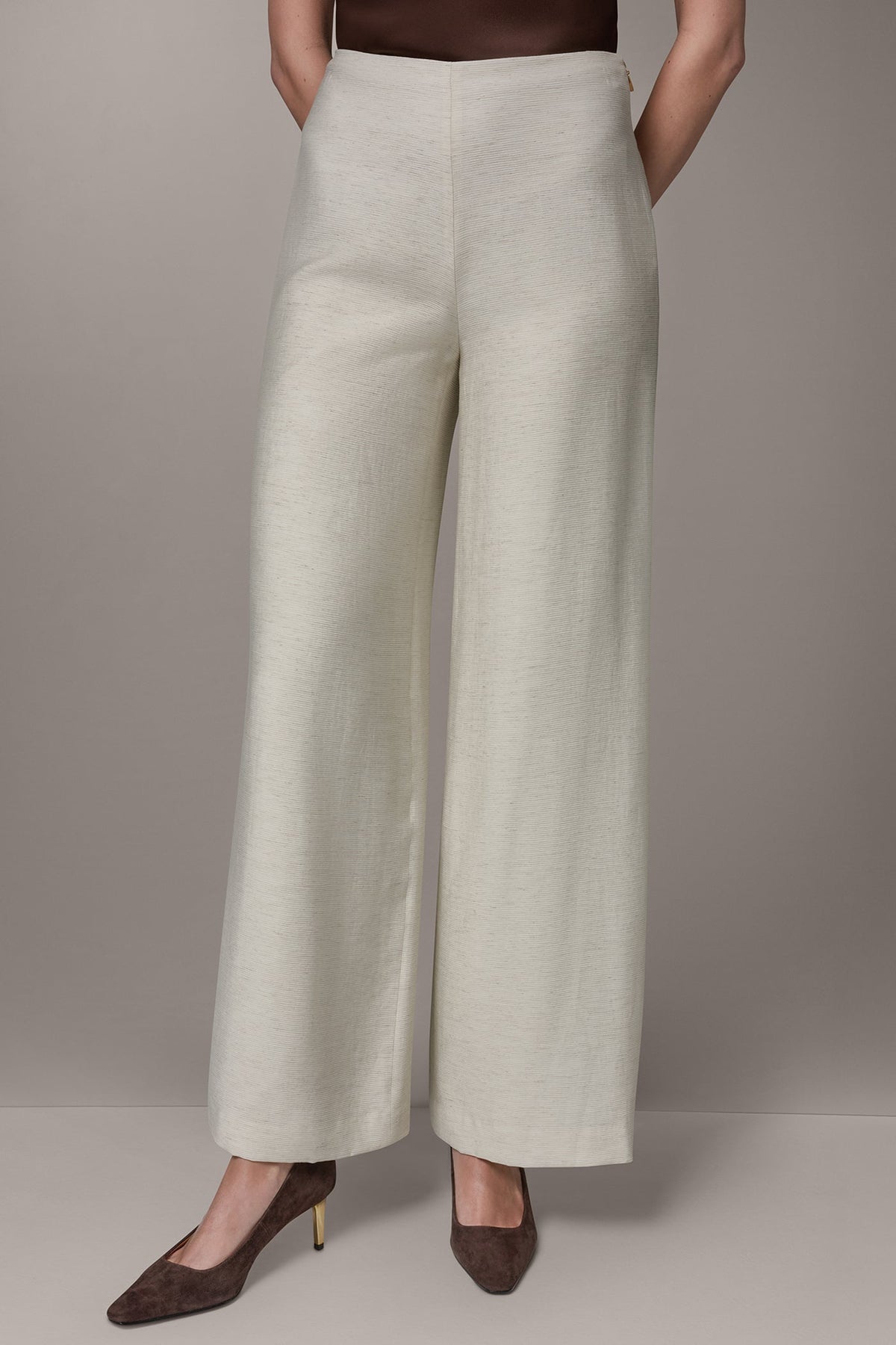 EXTRA HIGH-RISE MÈLANGE WIDE-LEG PANT - Light Sisal