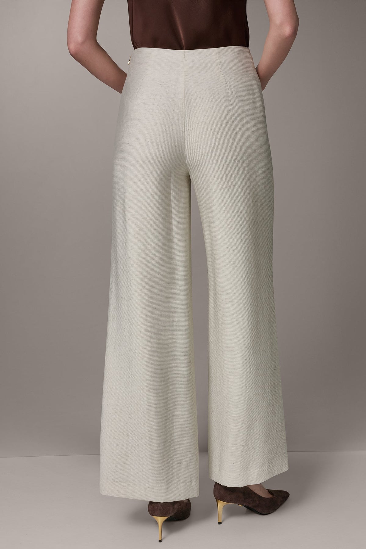 EXTRA HIGH-RISE MÈLANGE WIDE-LEG PANT - Light Sisal