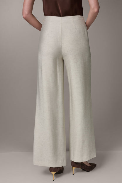 EXTRA HIGH-RISE MÈLANGE WIDE-LEG PANT - Light Sisal