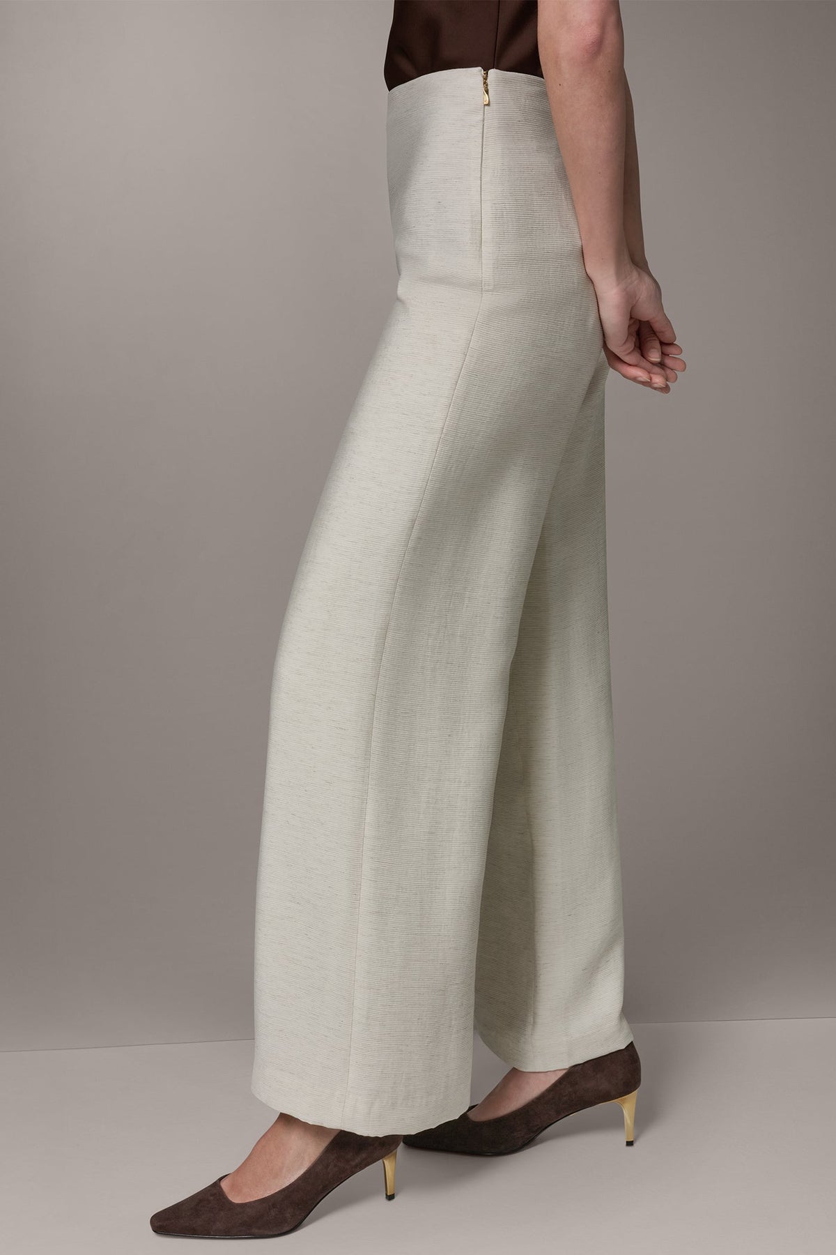 EXTRA HIGH-RISE MÈLANGE WIDE-LEG PANT - Light Sisal