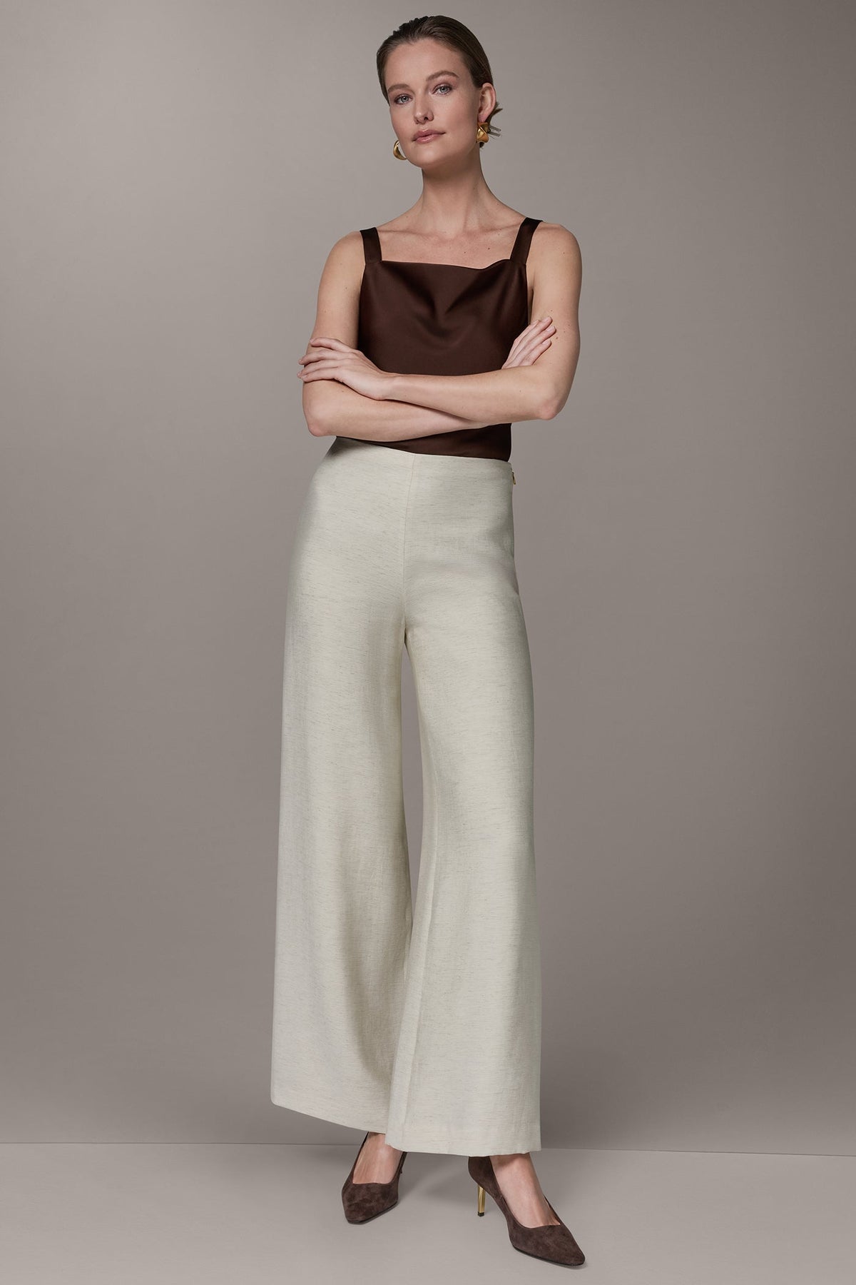 EXTRA HIGH-RISE MÈLANGE WIDE-LEG PANT - Light Sisal