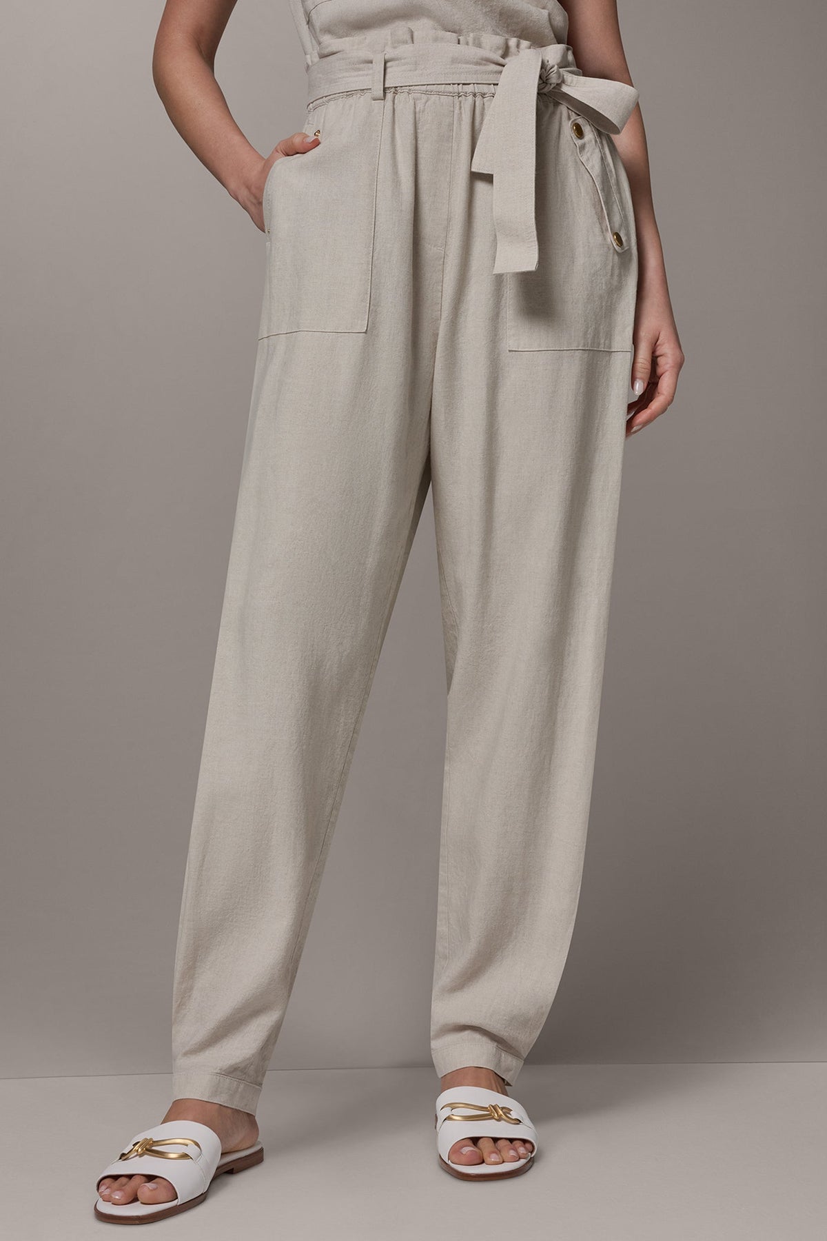RELAXED PAPERBAG ANKLE PANT - Natural