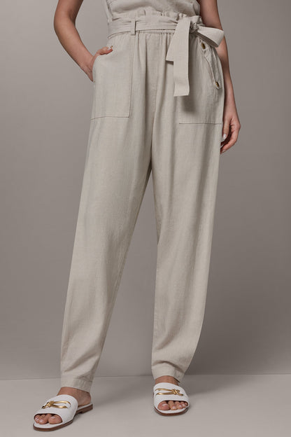 RELAXED PAPERBAG ANKLE PANT - Natural