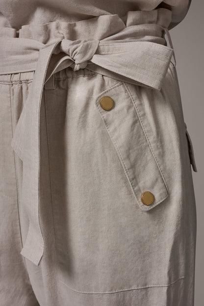 RELAXED PAPERBAG ANKLE PANT - Natural