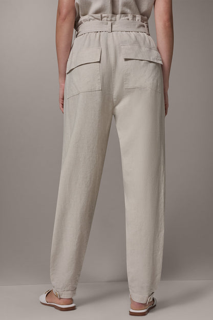 RELAXED PAPERBAG ANKLE PANT - Natural