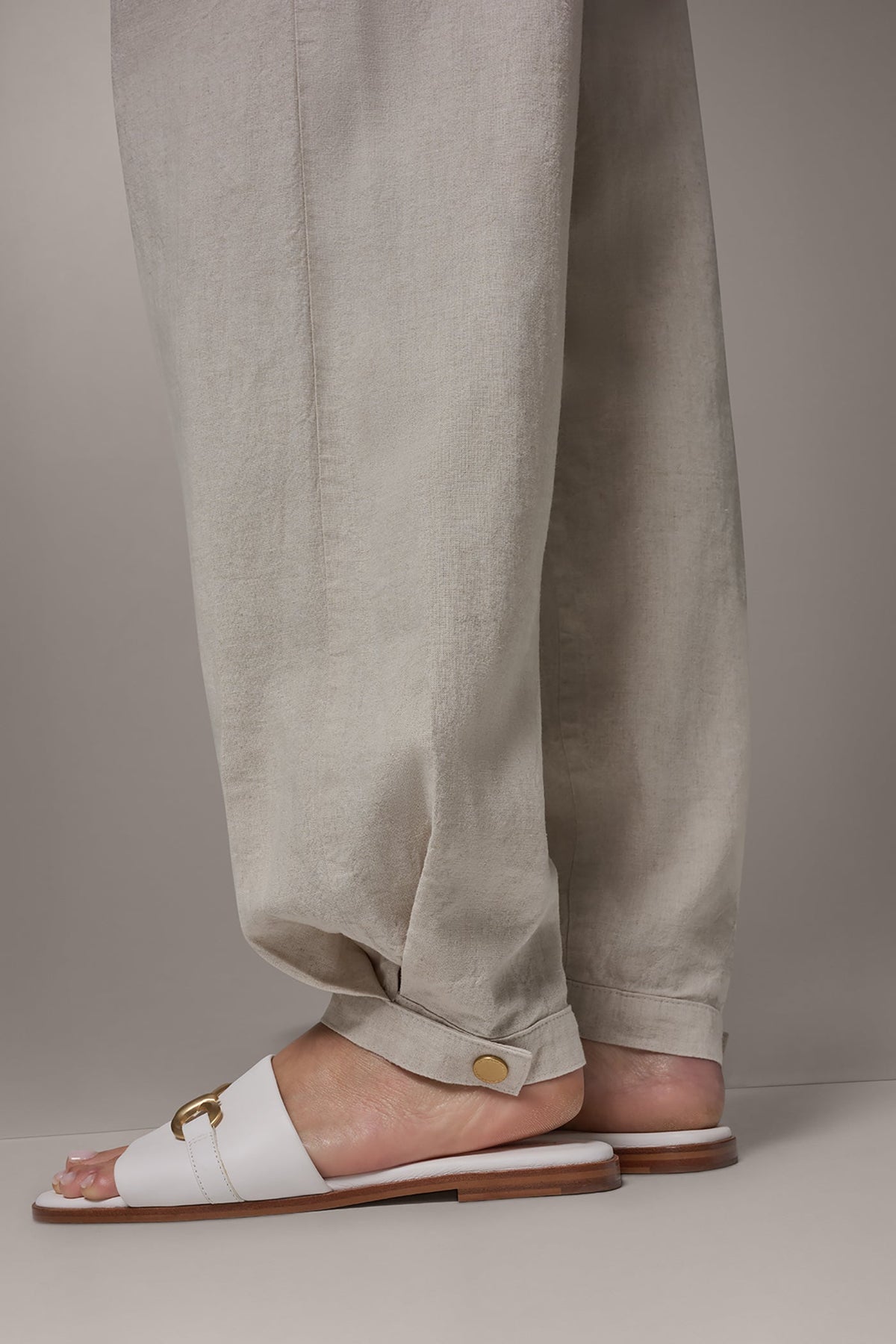 RELAXED PAPERBAG ANKLE PANT - Natural