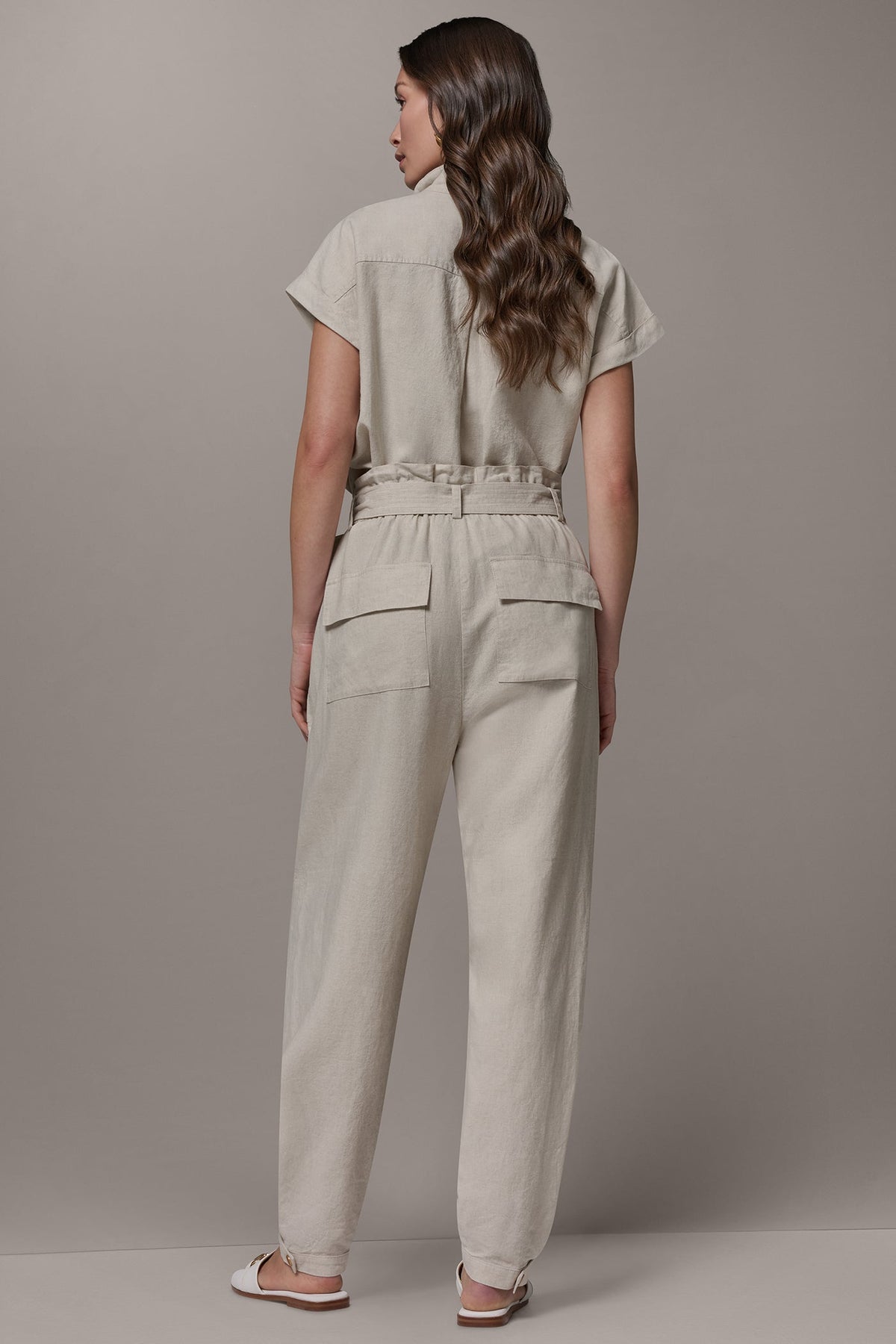 RELAXED PAPERBAG ANKLE PANT - Natural