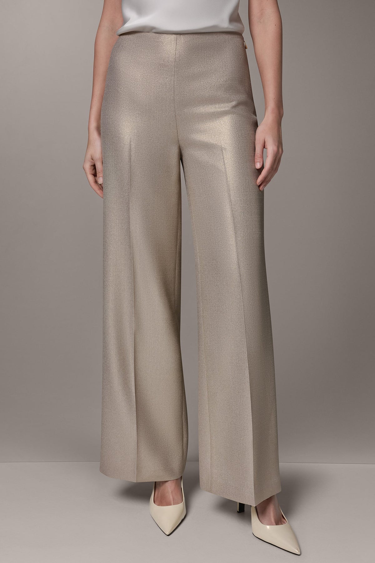 EXTRA HIGH-RISE METALLIC WIDE-LEG PANT - Light Fawn/Gold
